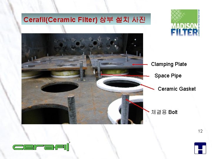 Cerafil(Ceramic Filter) 상부 설치 사진 Clamping Plate Space Pipe Ceramic Gasket 체결용 Bolt 12