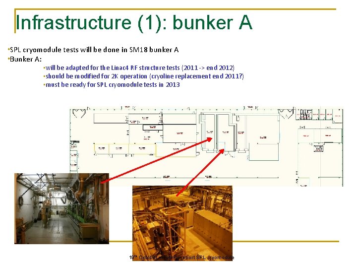 Infrastructure (1): bunker A • SPL cryomodule tests will be done in SM 18