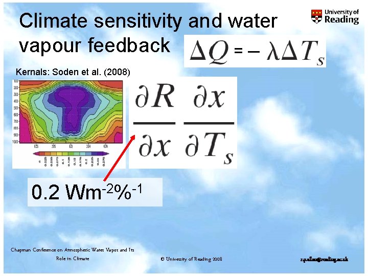 Climate sensitivity and water vapour feedback =─ Kernals: Soden et al. (2008) 0. 2