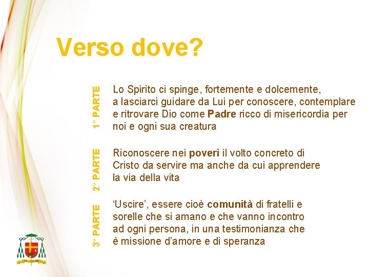 1° PARTE Riconoscere nei poveri il volto concreto di Cristo da servire ma anche