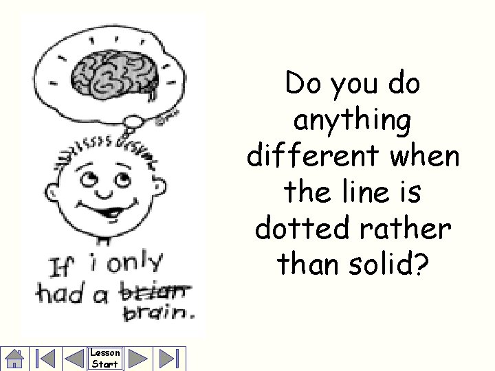 Do you do anything different when the line is dotted rather than solid? Lesson