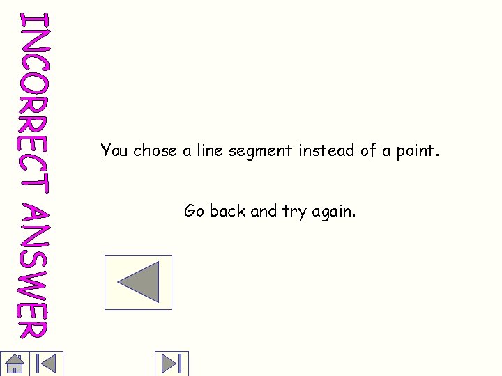 You chose a line segment instead of a point. Go back and try again.