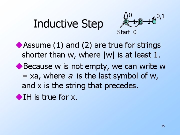 Inductive Step 0 A 1 B 1 C 0, 1 Start 0 u. Assume