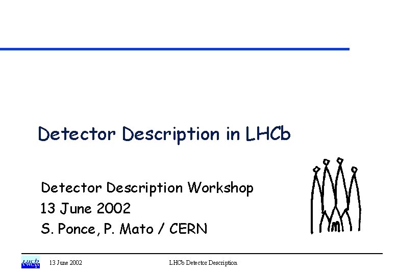 Detector Description in LHCb Detector Description Workshop 13 June 2002 S. Ponce, P. Mato
