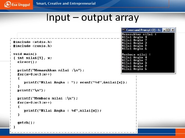 Input – output array 