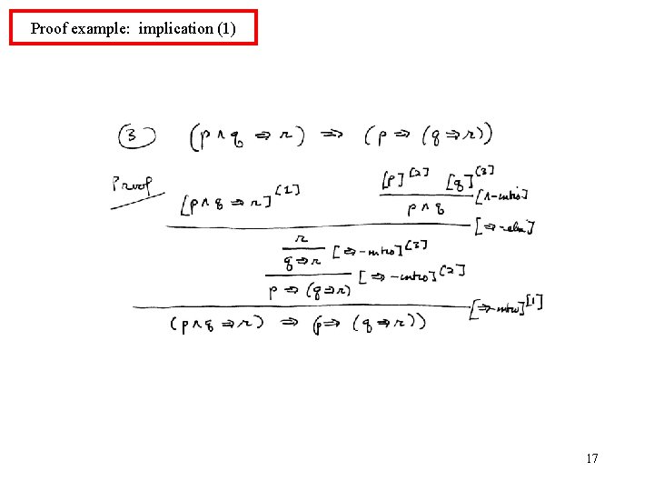 Proof example: implication (1) 17 