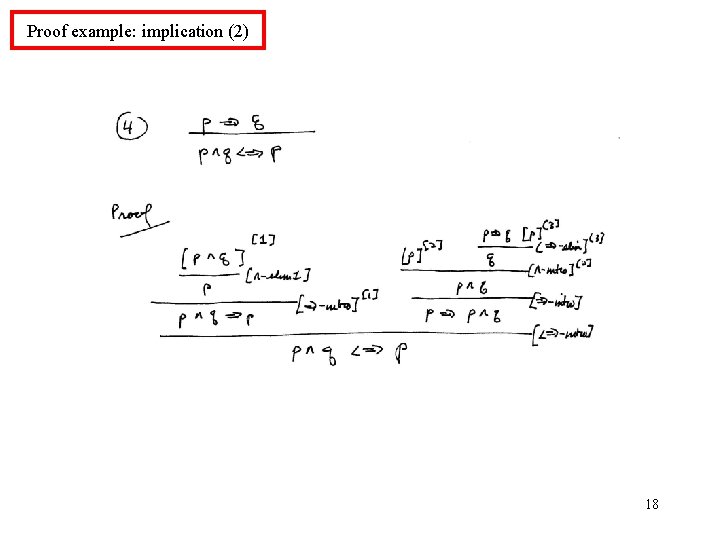 Proof example: implication (2) 18 