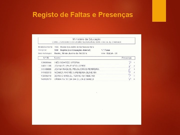 Registo de Faltas e Presenças 