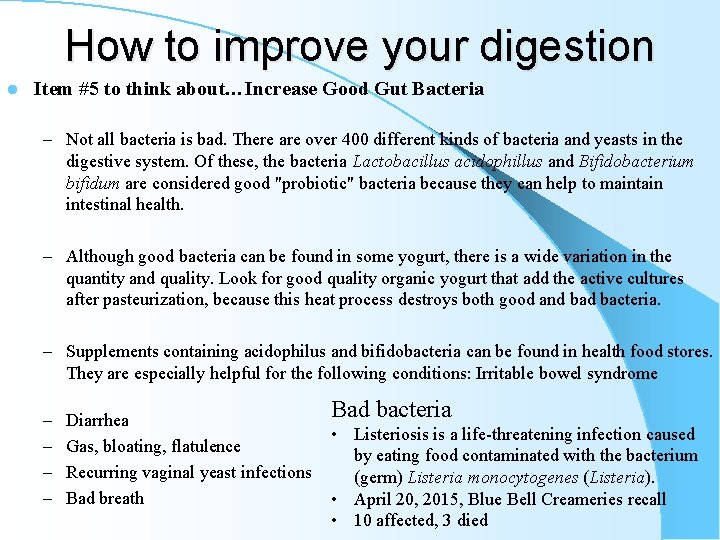 How to improve your digestion l Item #5 to think about…Increase Good Gut Bacteria