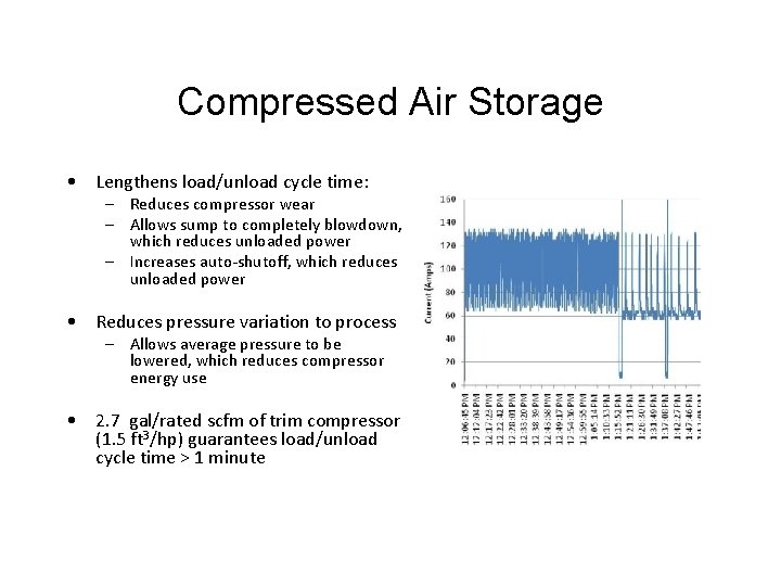 Compressed Air Storage • Lengthens load/unload cycle time: – Reduces compressor wear – Allows