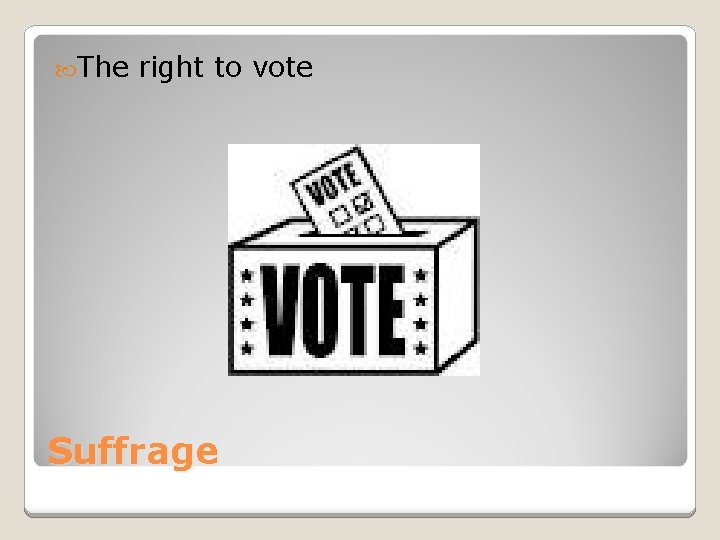  The right to vote Suffrage 