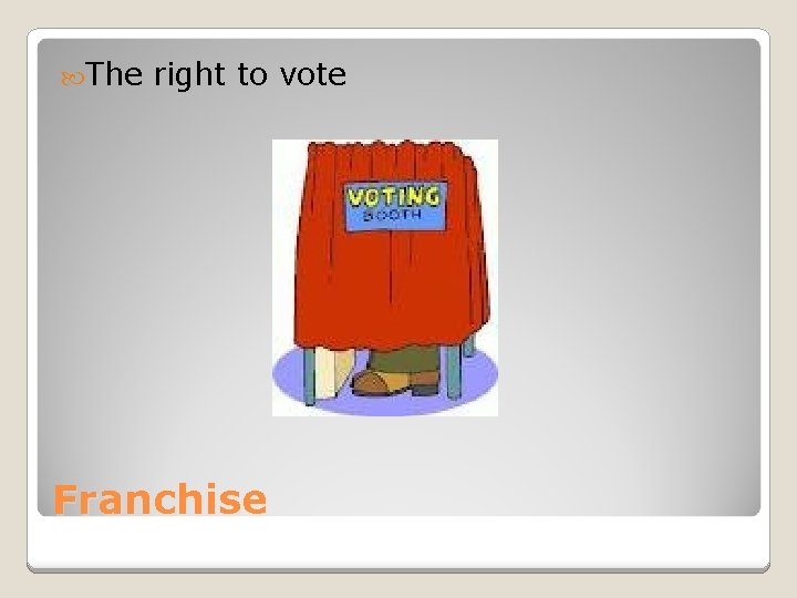  The right to vote Franchise 