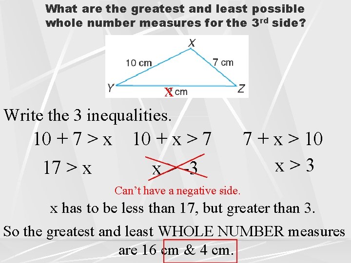 What are the greatest and least possible whole number measures for the 3 rd