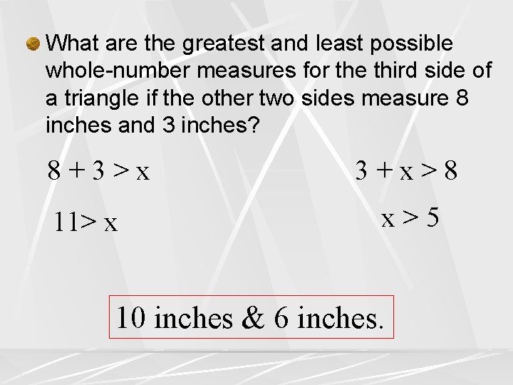 What are the greatest and least possible whole-number measures for the third side of