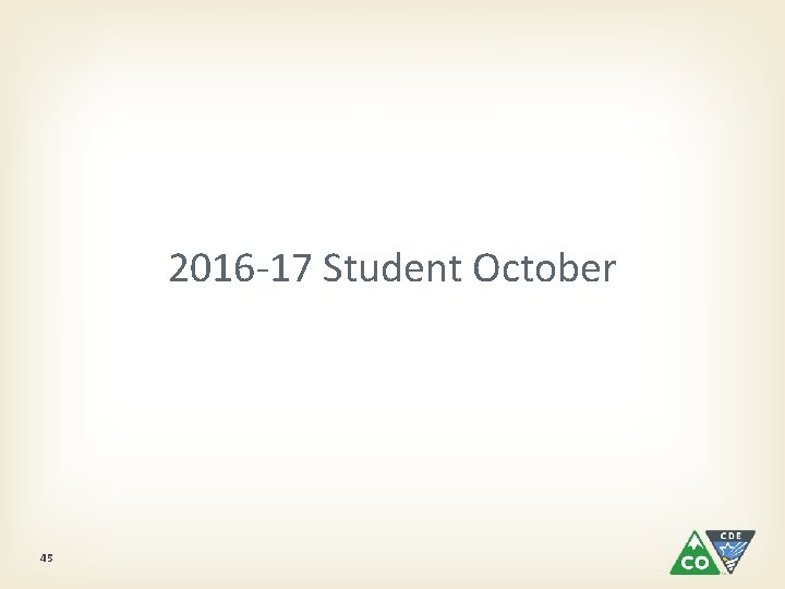 2016 -17 Student October 45 