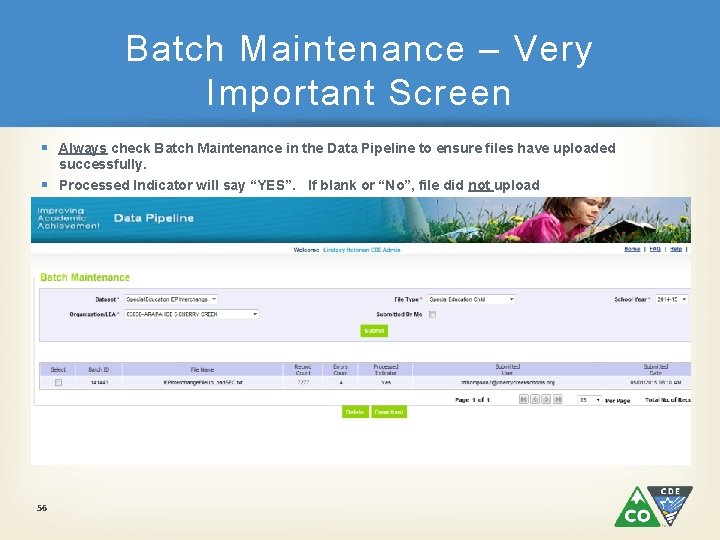 Batch Maintenance – Very Important Screen § Always check Batch Maintenance in the Data