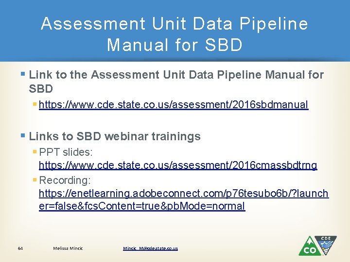 Assessment Unit Data Pipeline Manual for SBD § Link to the Assessment Unit Data