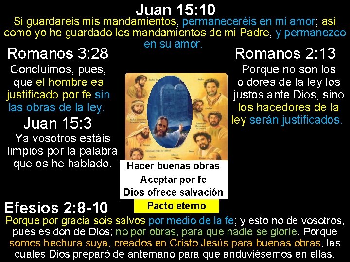 Juan 15: 10 Si guardareis mandamientos, permaneceréis en mi amor; así como yo he