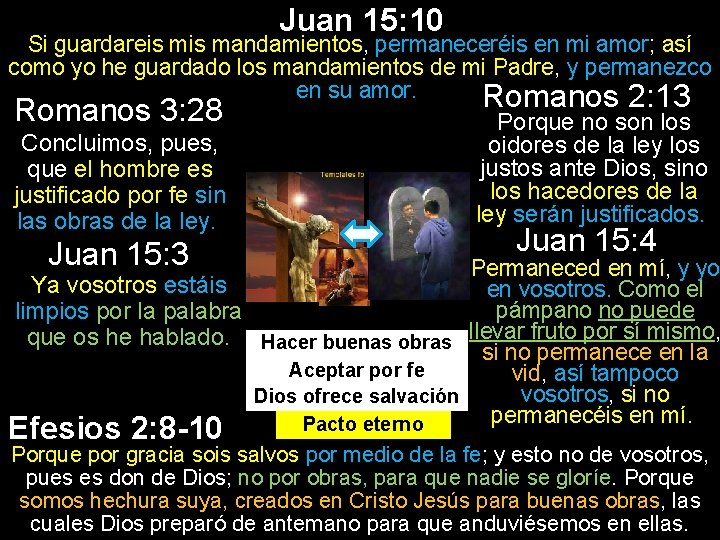 Juan 15: 10 Si guardareis mandamientos, permaneceréis en mi amor; así como yo he