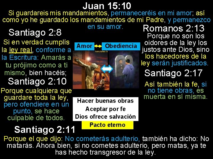 Juan 15: 10 Si guardareis mandamientos, permaneceréis en mi amor; así como yo he