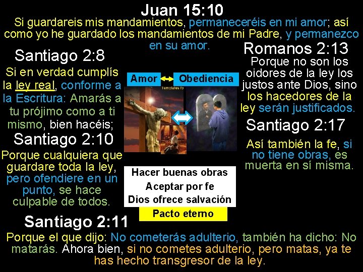 Juan 15: 10 Si guardareis mandamientos, permaneceréis en mi amor; así como yo he