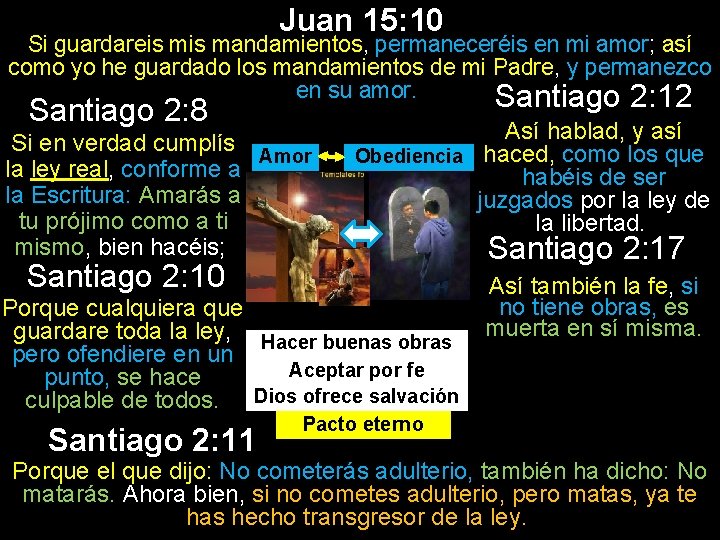 Juan 15: 10 Si guardareis mandamientos, permaneceréis en mi amor; así como yo he