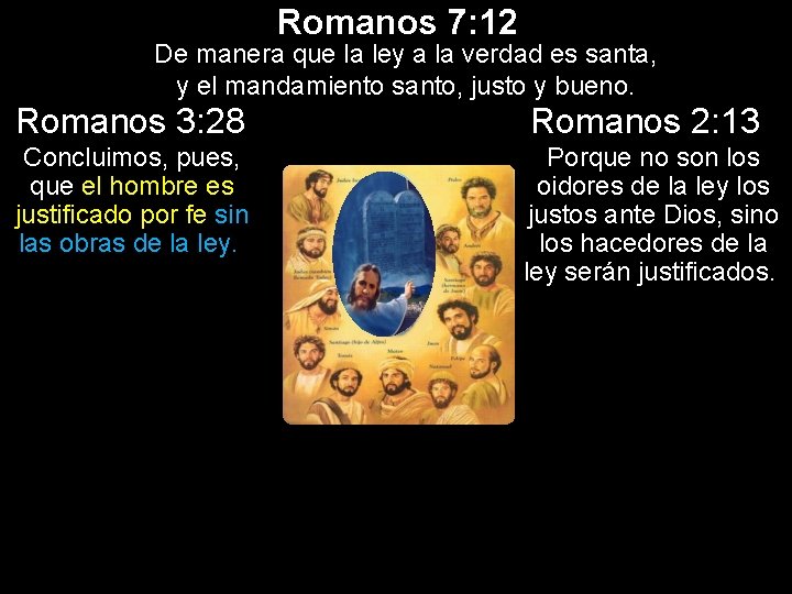 Romanos 7: 12 De manera que la ley a la verdad es santa, y