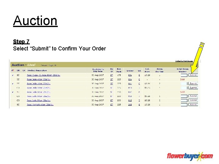 Auction Step 7 Select “Submit” to Confirm Your Order 