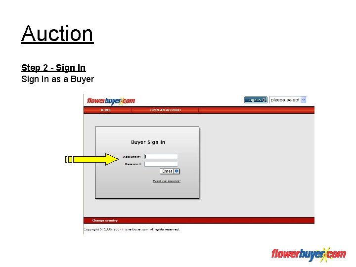 Auction Step 2 - Sign In as a Buyer 