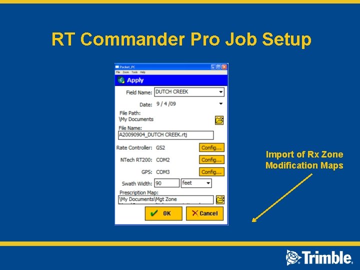 RT Commander Pro Job Setup Import of Rx Zone Modification Maps 