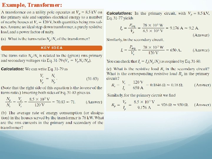 Example, Transformer: 