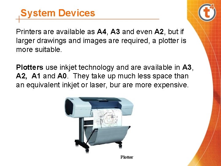 System Devices Printers are available as A 4, A 3 and even A 2,