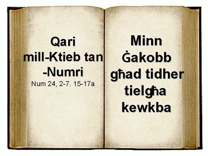 Minn Qari mill-Ktieb tan Ġakobb -Numri għad tidher Num 24, 2 -7. 15 -17