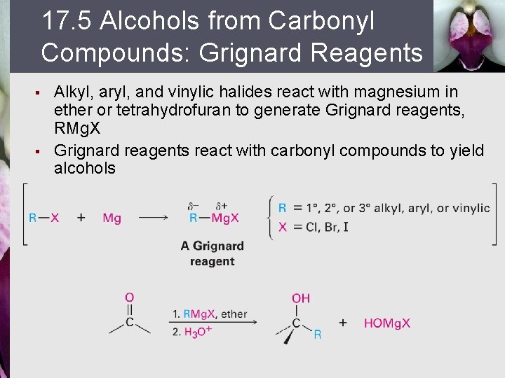 17. 5 Alcohols from Carbonyl Compounds: Grignard Reagents § § Alkyl, aryl, and vinylic