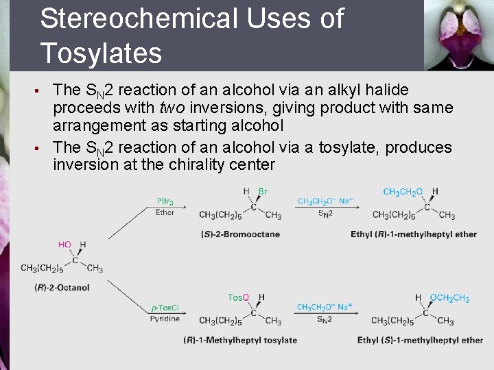 Stereochemical Uses of Tosylates § § The SN 2 reaction of an alcohol via