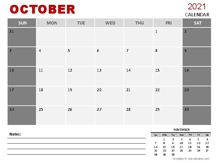 OCTOBER SUN MON 2021 CALENDAR TUE WED THU 31 FRI SAT 1 2 3