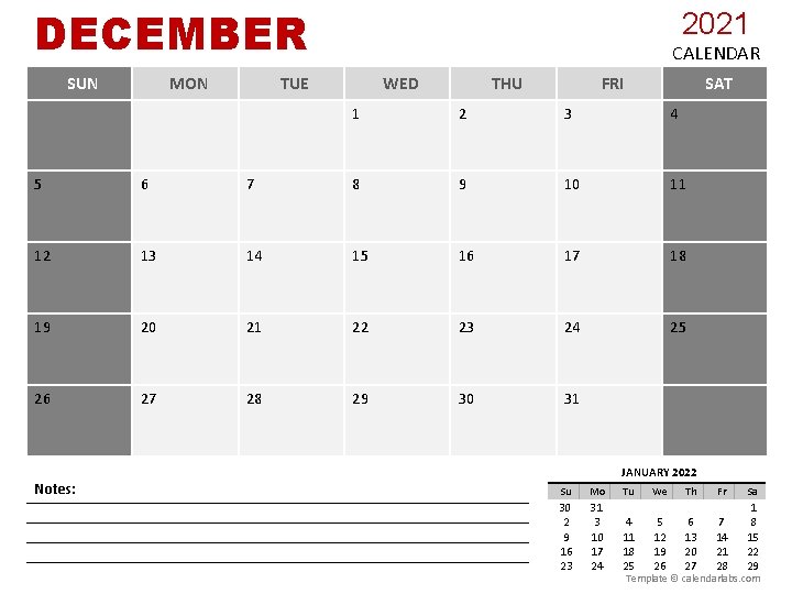 DECEMBER SUN MON 2021 CALENDAR TUE WED THU FRI SAT 1 2 3 4
