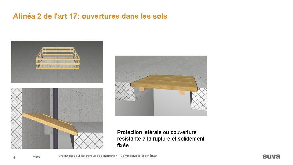 Alinéa 2 de l'art 17: ouvertures dans les sols Protection latérale ou couverture résistante