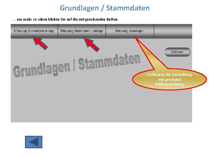 Grundlagen / Stammdaten. . . um mehr zu sehen klicken Sie auf die entsprechenden