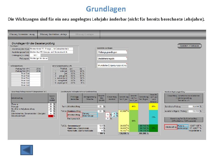 Grundlagen Die Wichtungen sind für ein neu angelegtes Lehrjahr änderbar (nicht für bereits berechnete