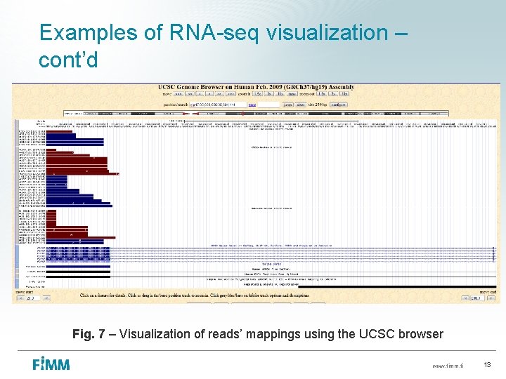 Examples of RNA-seq visualization – cont’d Fig. 7 – Visualization of reads’ mappings using