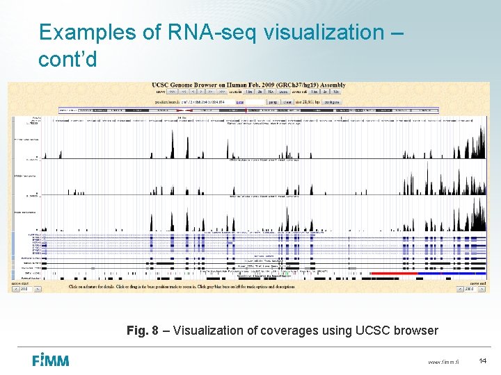 Examples of RNA-seq visualization – cont’d Fig. 8 – Visualization of coverages using UCSC