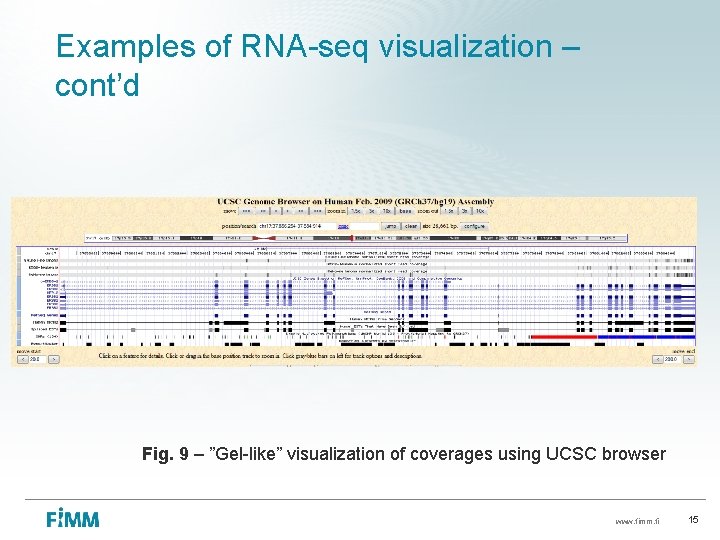 Examples of RNA-seq visualization – cont’d Fig. 9 – ”Gel-like” visualization of coverages using