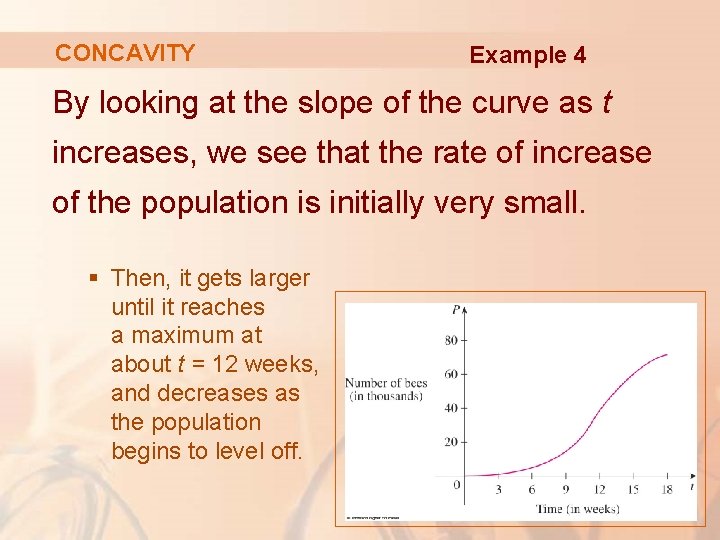 CONCAVITY Example 4 By looking at the slope of the curve as t increases,