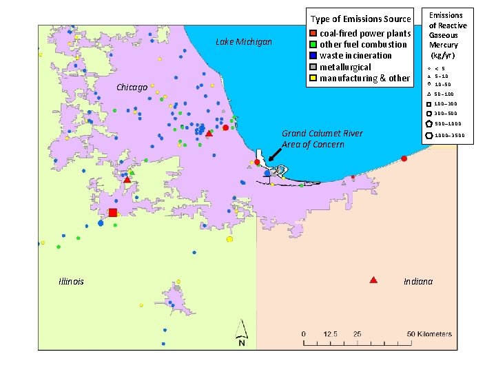 Lake Michigan Chicago Type of Emissions Source coal-fired power plants other fuel combustion waste