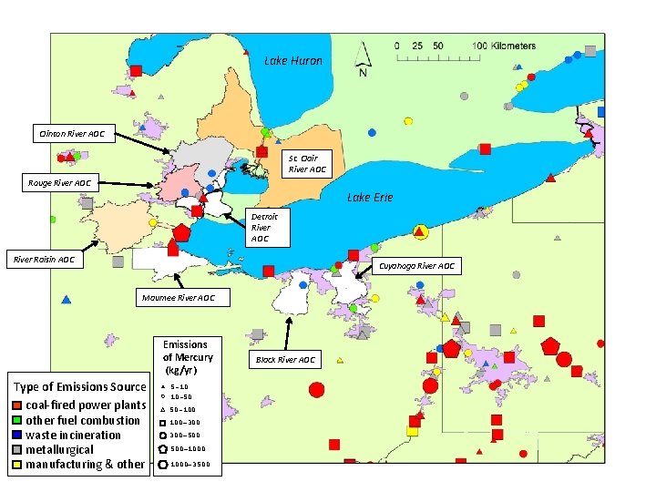 Lake Huron Clinton River AOC St. Clair River AOC Rouge River AOC Lake Erie