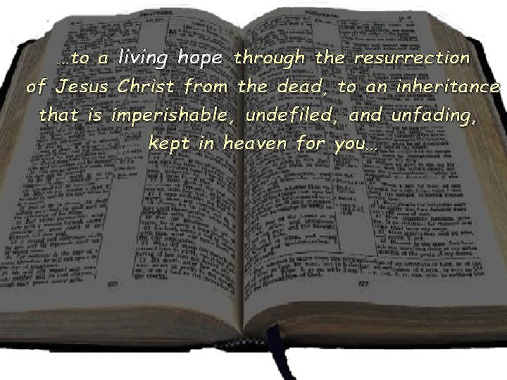 …to a living hope through the resurrection of Jesus Christ from the dead, to