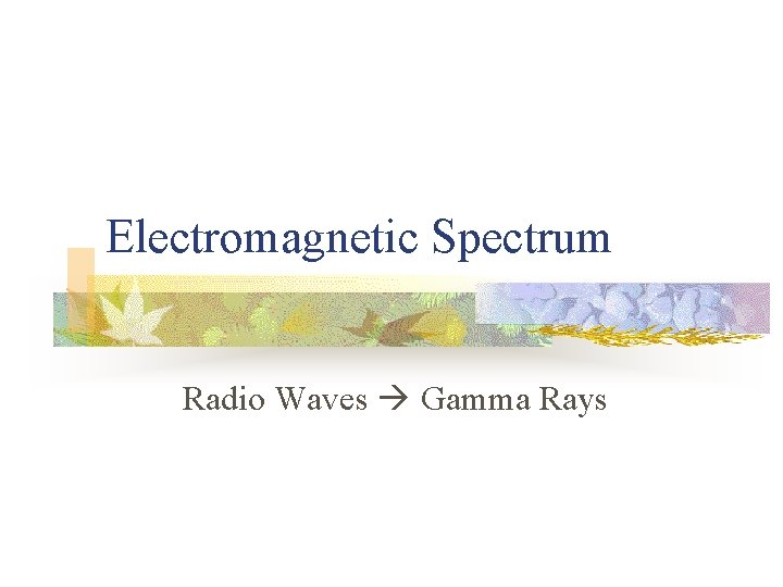 Electromagnetic Spectrum Radio Waves Gamma Rays 
