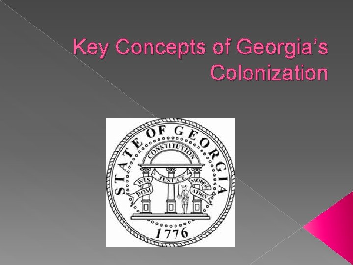 Key Concepts of Georgia’s Colonization Key Concepts of Georgia’s Colonization