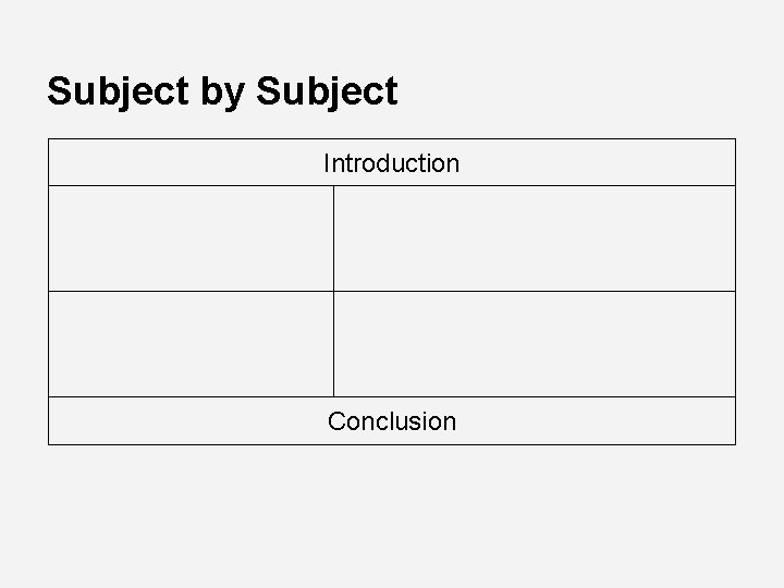 Subject by Subject Introduction Conclusion 